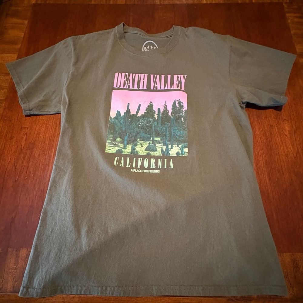 Death‎ Valley California Graphic T-Shirt Mens Large Olive Desert Tourist Nature